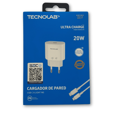 Cargador Tecnolab 20W con cable Tipo C a Lightning
