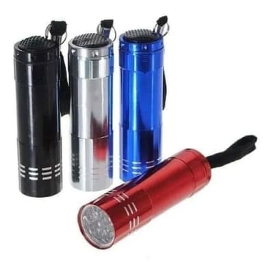 Linterna Led colores metalizados 9 leds