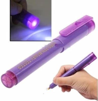 Lápiz detector billetes falsos con luz UV