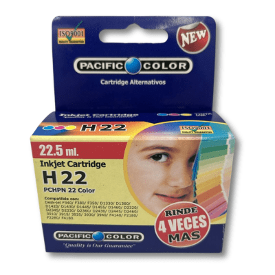 H 22 XL 22ML COMPATIBLE HP TRICOLOR PACIFIC COLOR