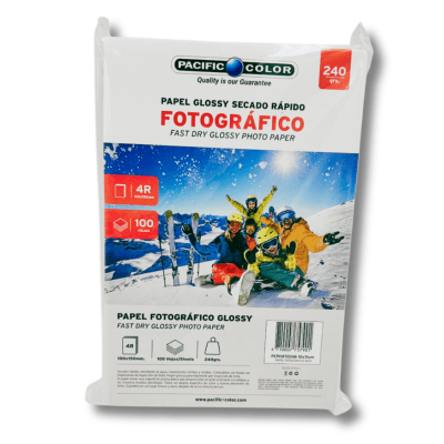 Resma Papel fotografico 10x15 4r 240 gms 100 hojas Pacific Color