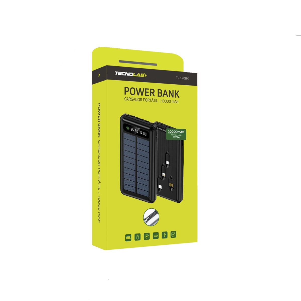 Bateria Externa Power Bank Solar 10,000mah Tecnolab TL5705