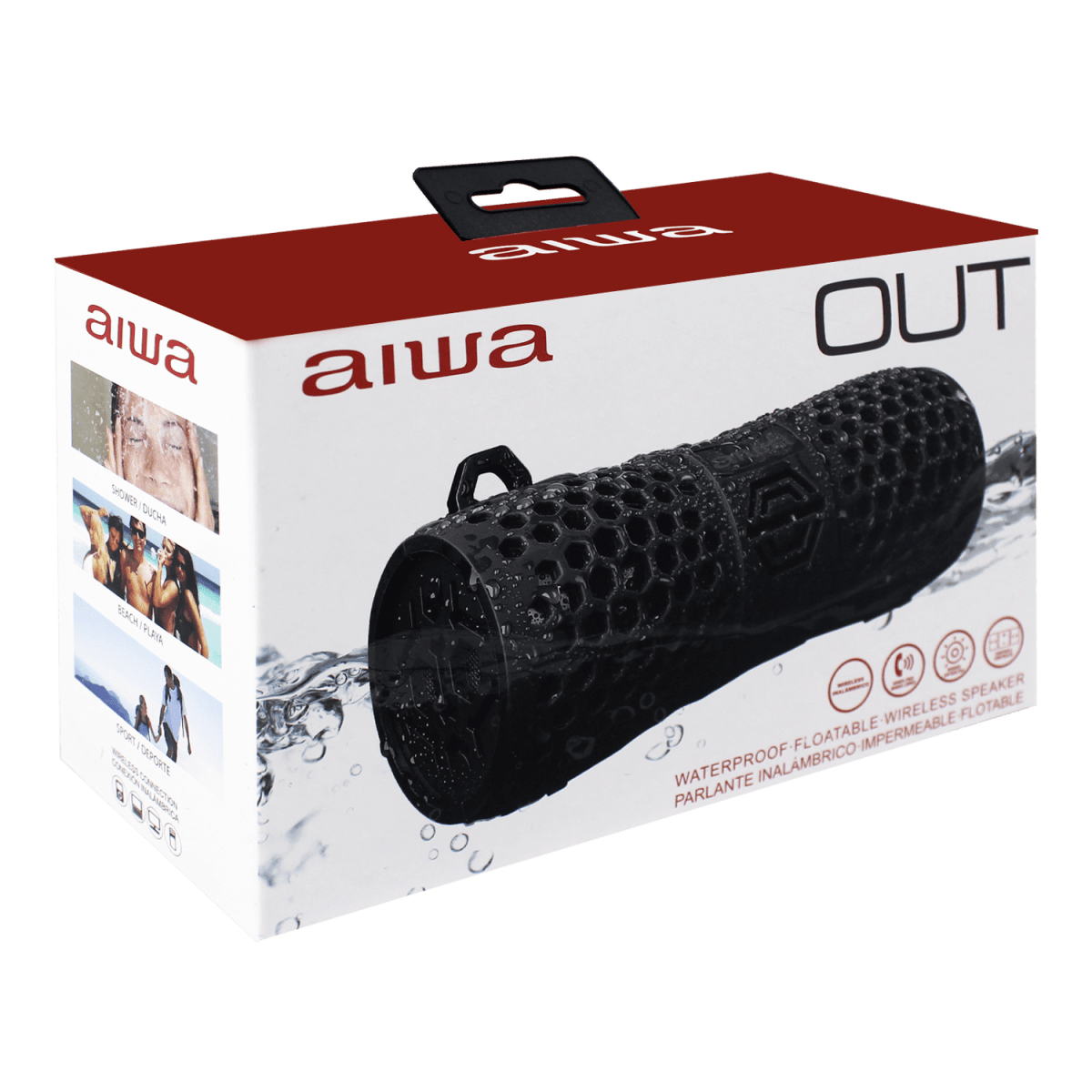 Parlante Aiwa Out Negro Waterproof Engomado2