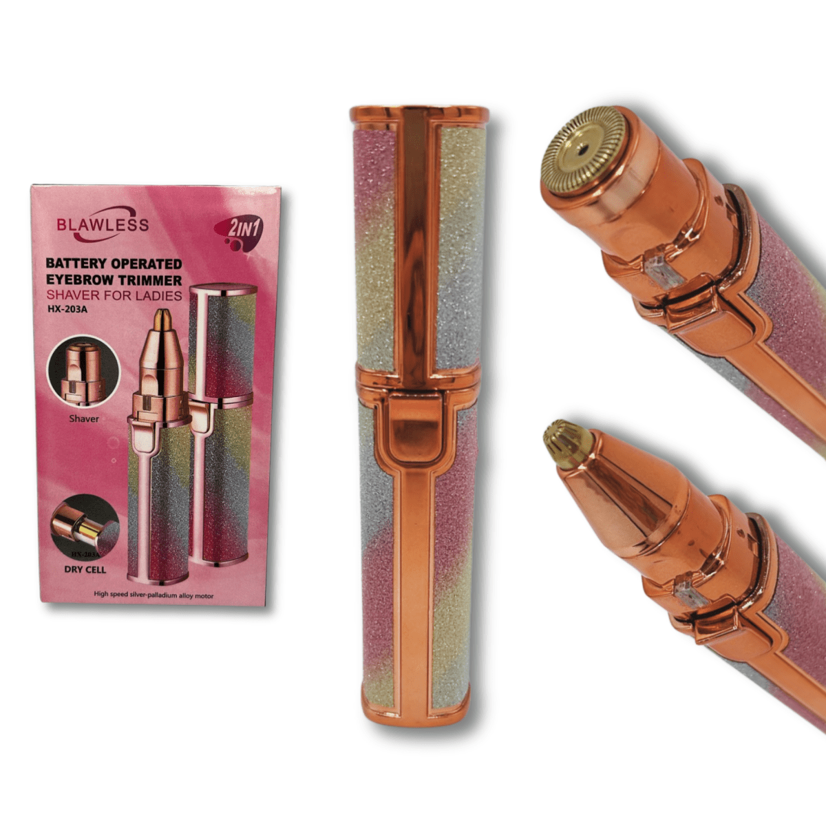 Depiladora de Cejas y Rostro 2 en 1 Glitter - Portátil y Recargable1