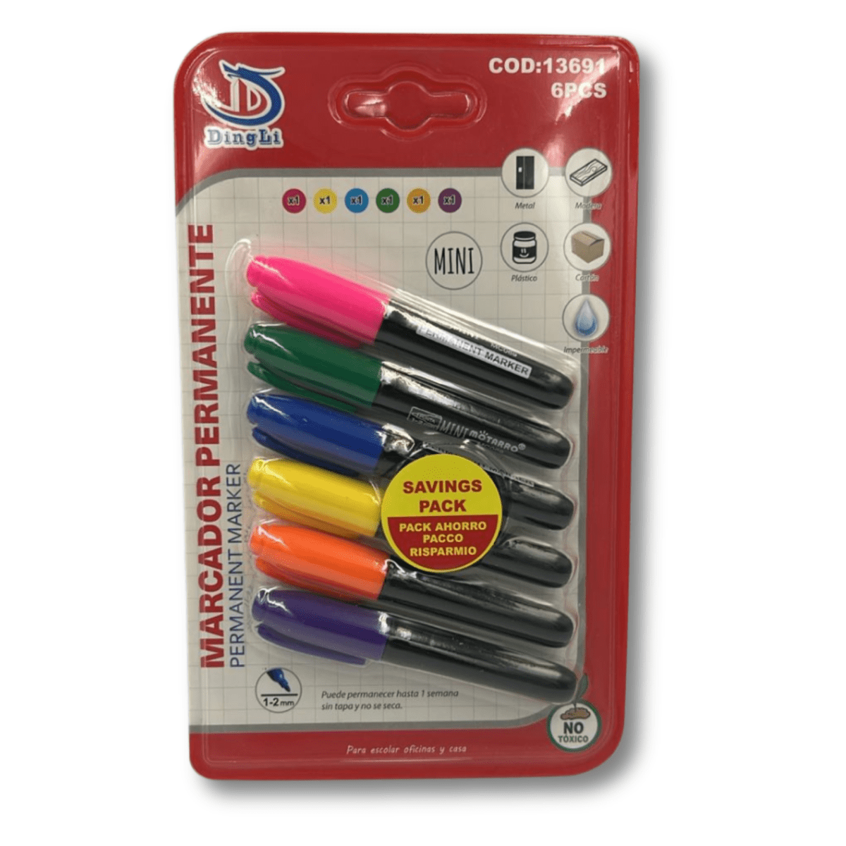 Set 6 mini Marcadores tipo Sharpie Dingli136911
