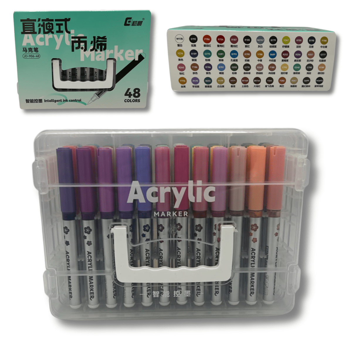 Set 48 Lapices Acrilicos Dingli10182 Acrylic Marker | Maleta desmontable1
