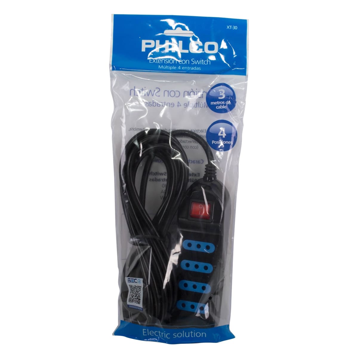 Alargador Philco 3M c/interruptor 4P XT3010