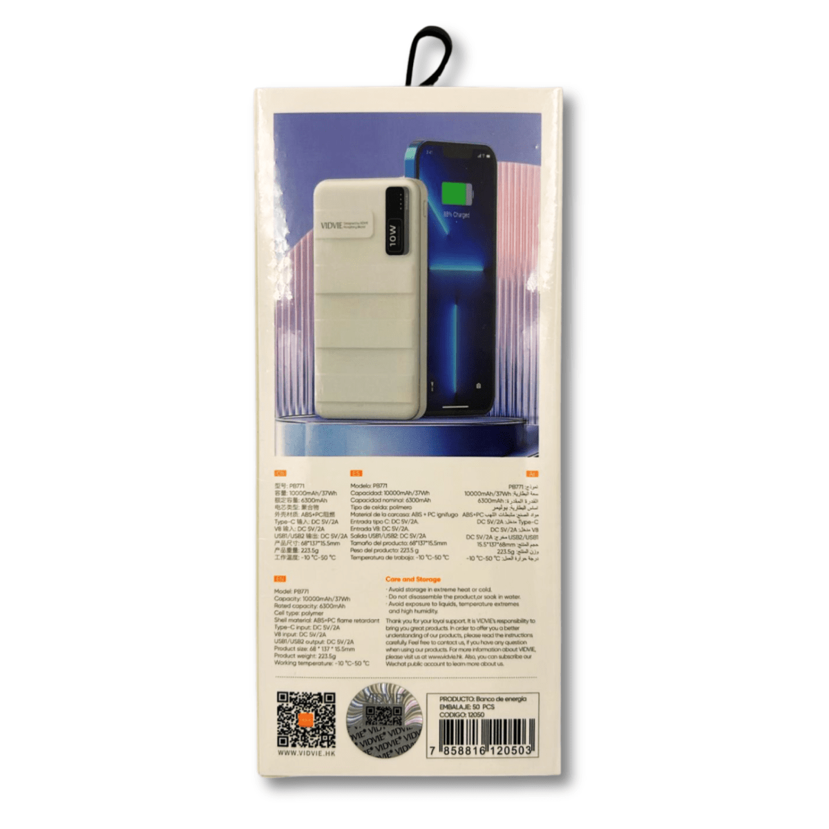 Bateria Externa Power Bank 10.000mah Vidvie PB7712