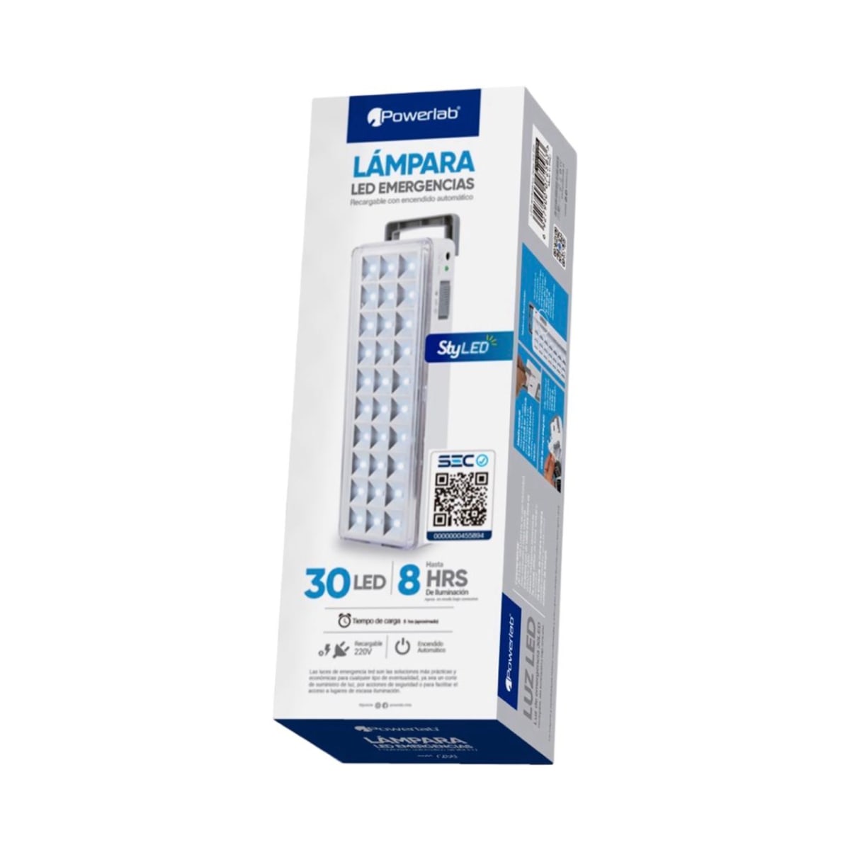 Lámpara de Emergencia Recargable Powerlab 30 LED | Hasta 8 Horas de Autonomía | Encendido Automático2