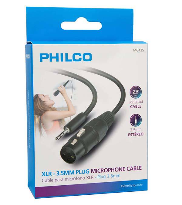 Cable para Microfono canon a 3,5mm 2,5mts balanceado Philco2