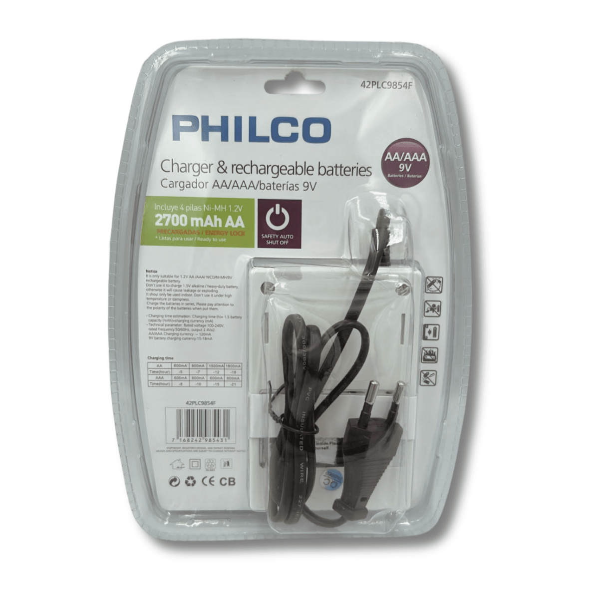 Cargador Pilas PHILCO (C/P) x4 y 2bat (sin)2
