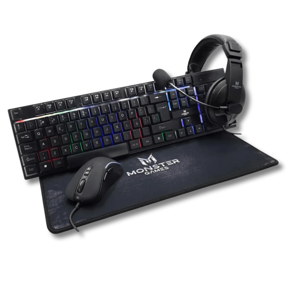 Kit Gamer 4 en 1 Monster K4127 | Mouse + Teclado + Audífono + Mousepad2