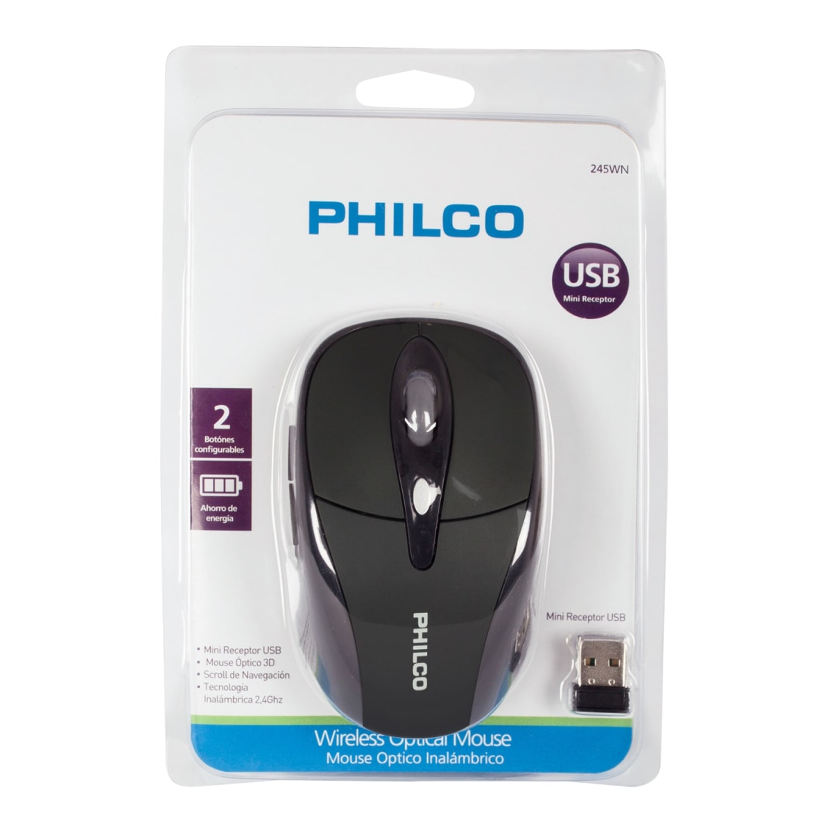 Mouse Inalámbrico Philco UT245 USB 2.4GHz para PC y Notebook3