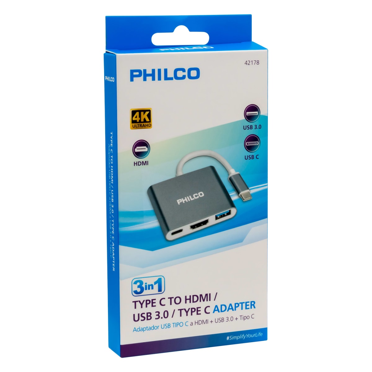 Conversor Hub Tipo C a HDMI + Tipo C 3 en 1 Philco B421781