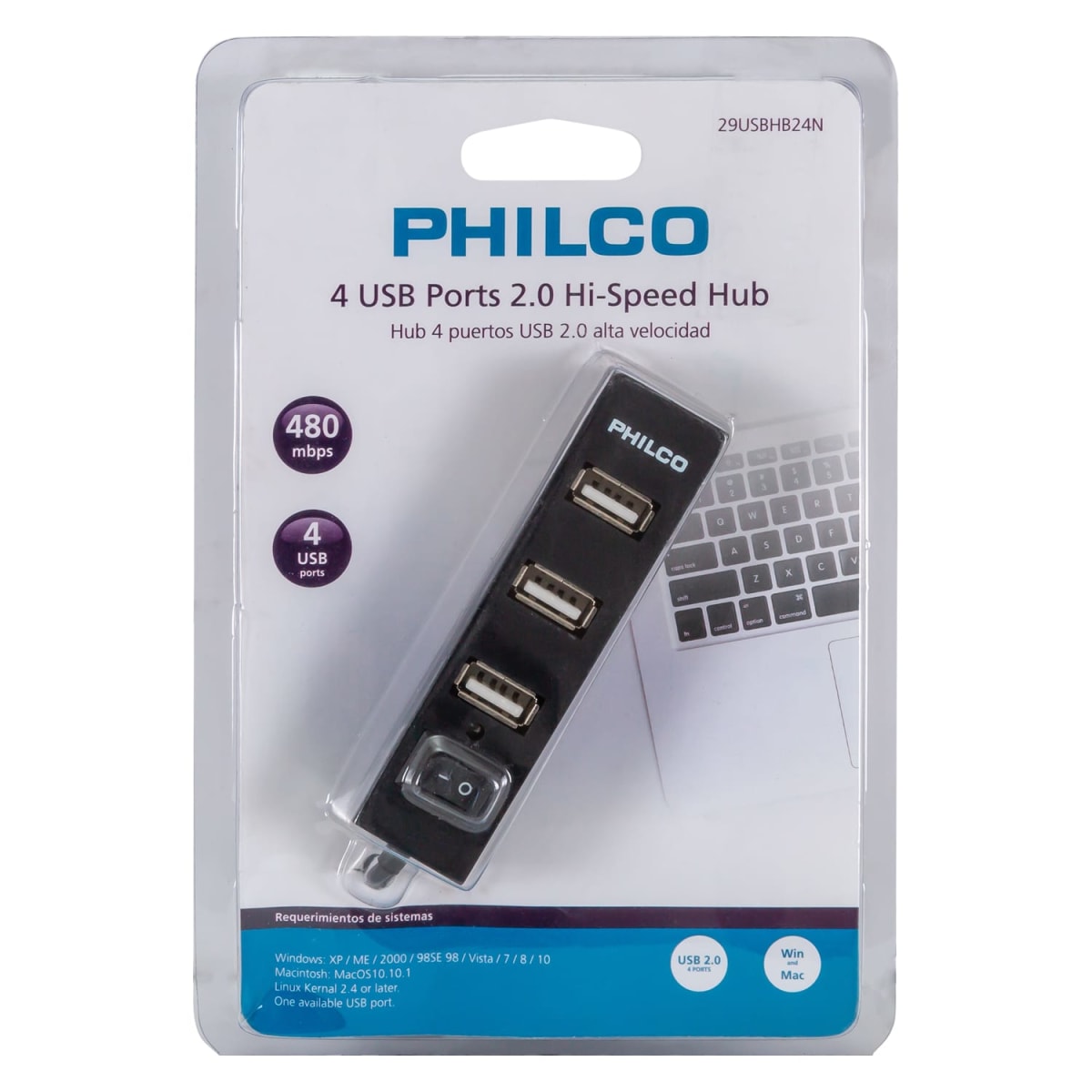 Hub USB 2.0 Philco HB24 con 4 Puertos – Extensión USB para PC y Notebook3