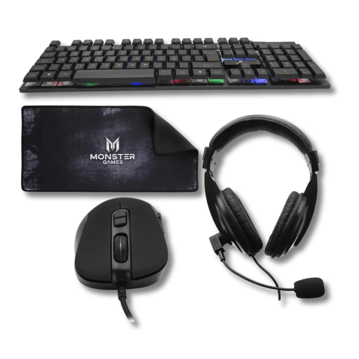 Kit Gamer 4 en 1 Monster K4127 | Mouse + Teclado + Audífono + Mousepad3