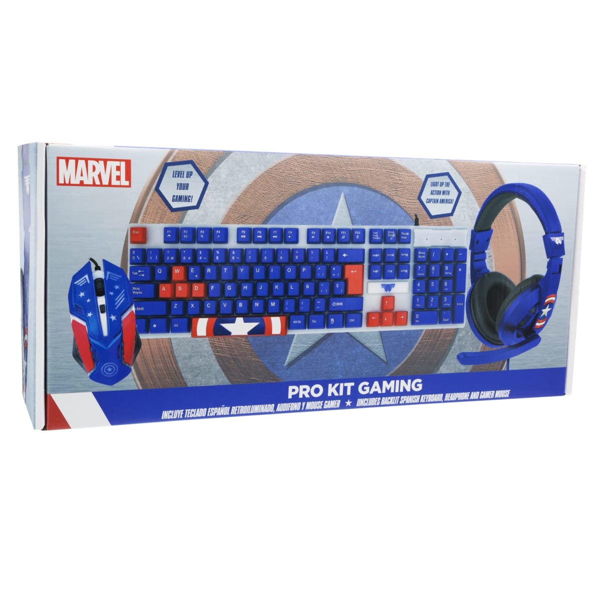 Kit Gamer Marvel Capitan America (audifonos+mouse+teclado)3