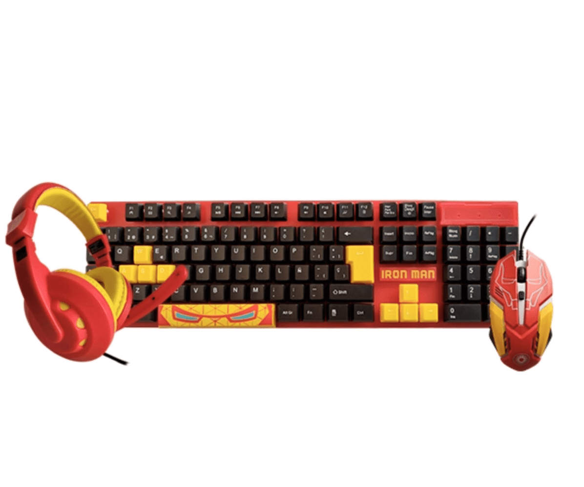 Kit Gamer Marvel Iron Man (audifonos+mouse+teclado)1