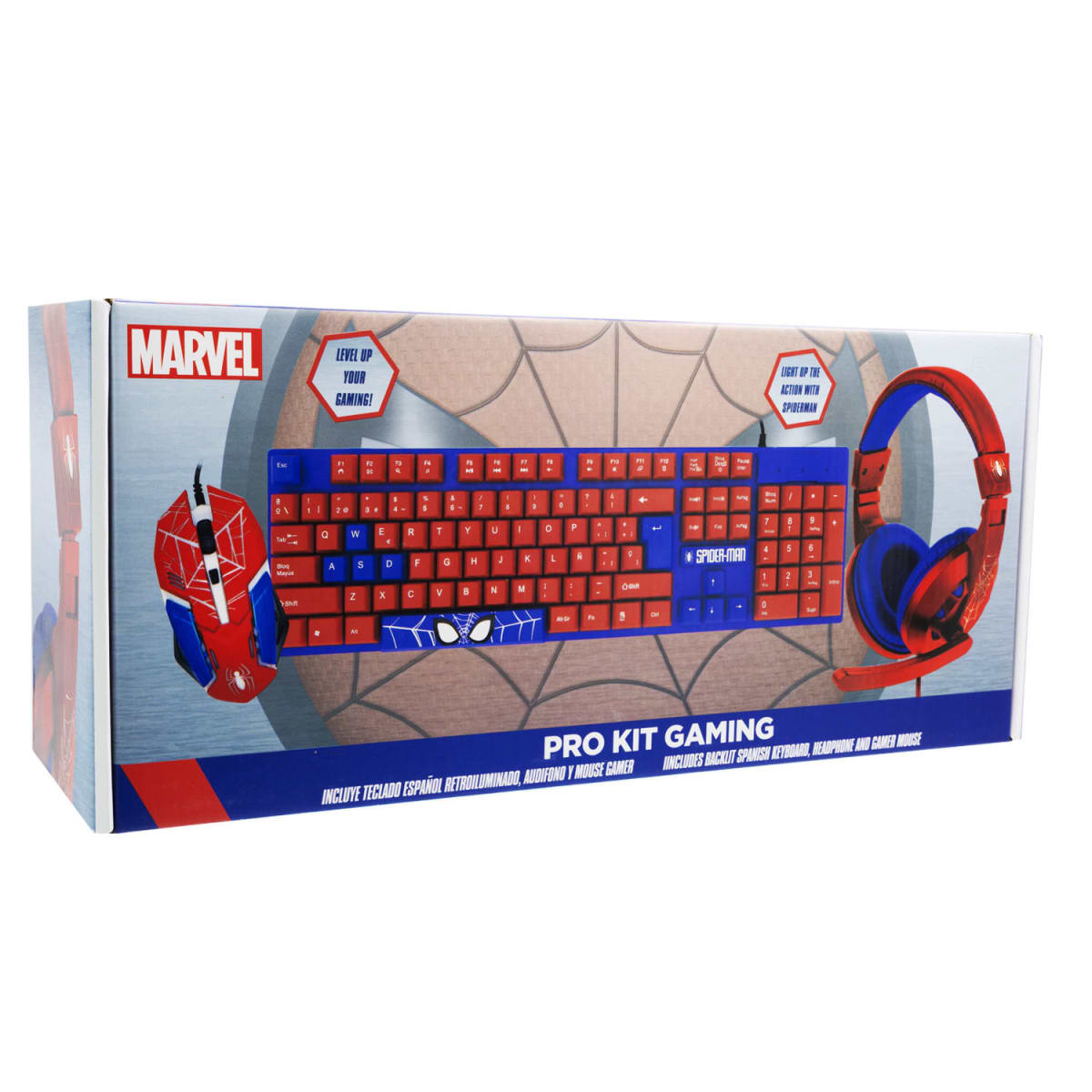 Kit Gamer Marvel Spiderman (audifonos+mouse+teclado)3