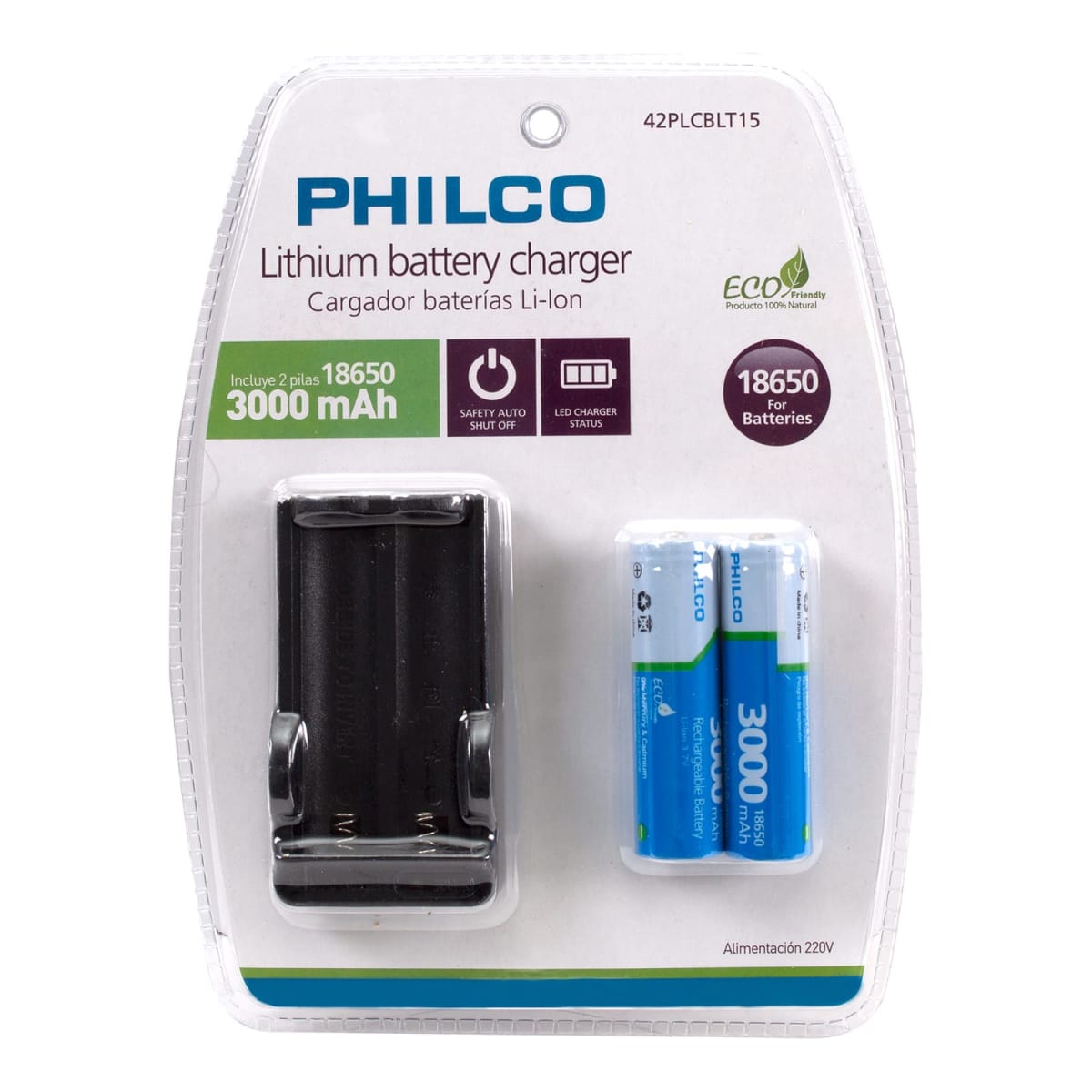 Cargador Pilas PHILCO Litio c/2 pilas1