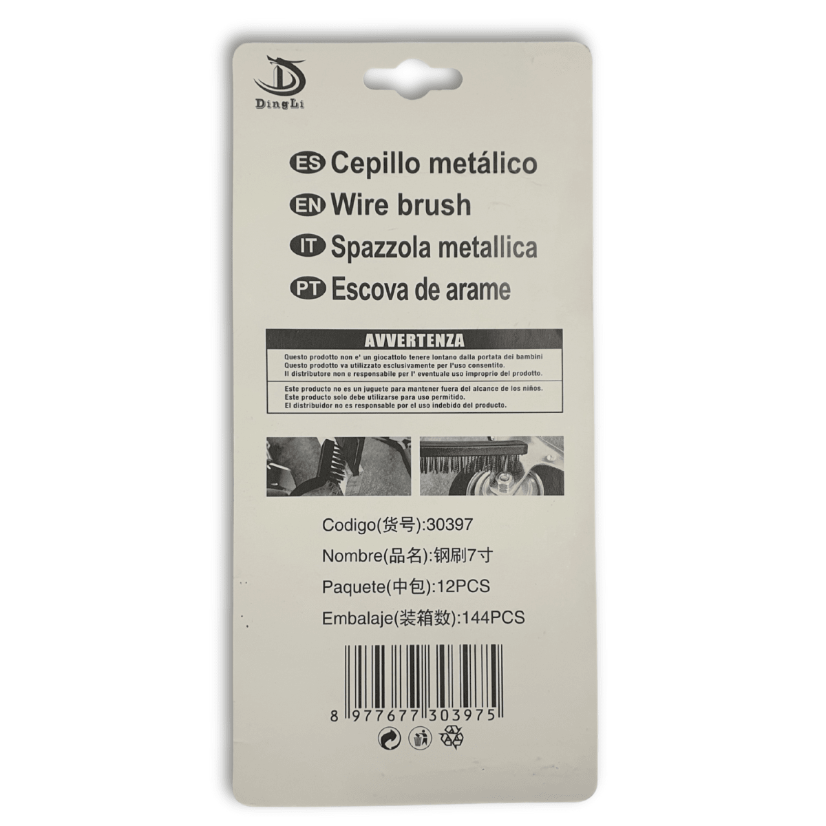 Set 3 Cepillos metalicos 175mm Dingli303972