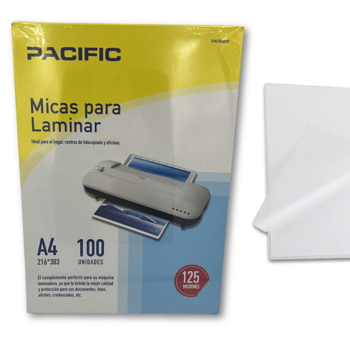 Resma Lamina Termolaminar A4 125mic 100u Pacific Color1