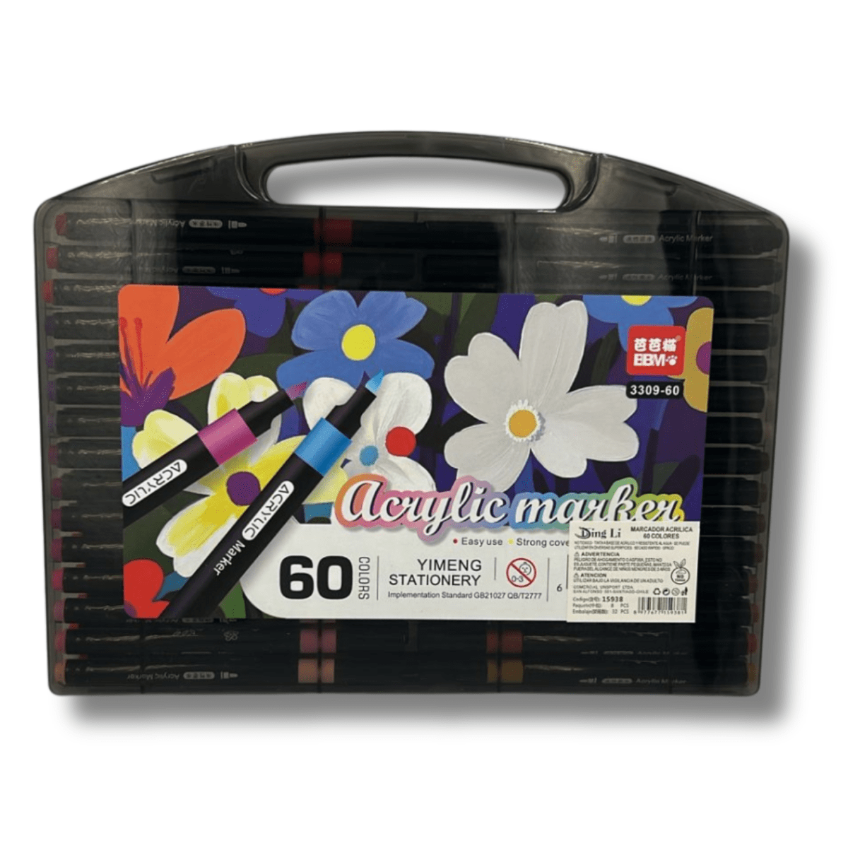 Set 60 Lapices Acrílicos Maleta Negra1