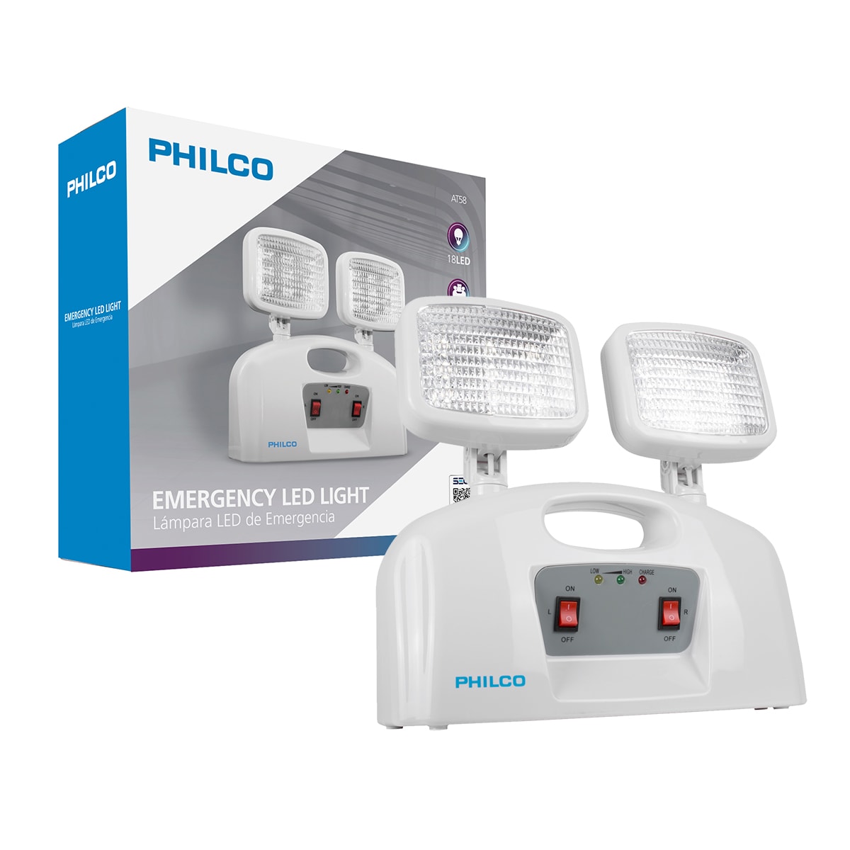 Lampara Emergencia 2 Focos Philco 18 Led1