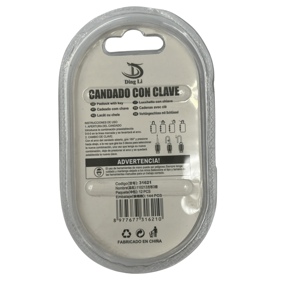 Candado Clave 20x30x10mm DingLi316212
