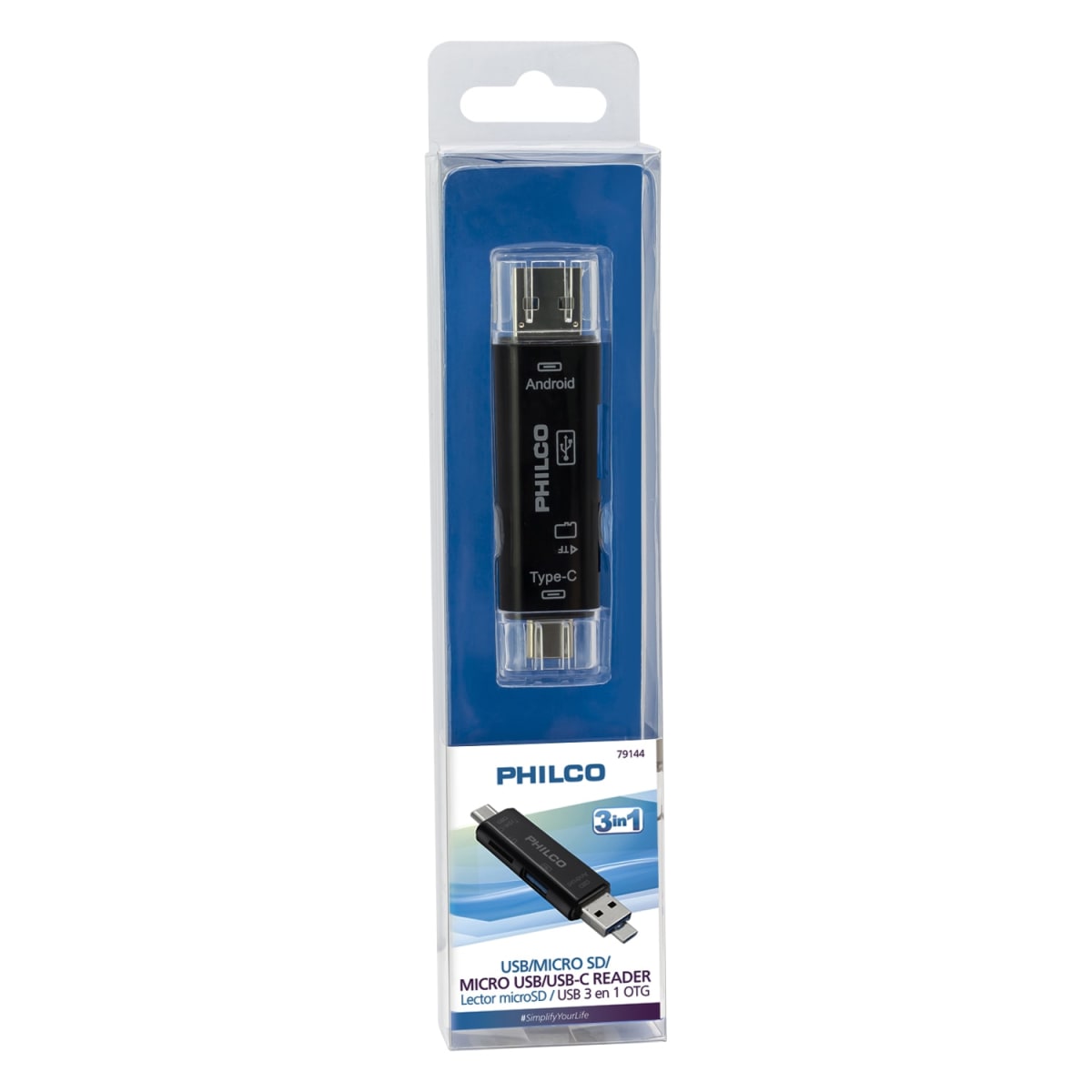Lector Memoria Micro SD, SD 3 en 1 OTG Philco M91441