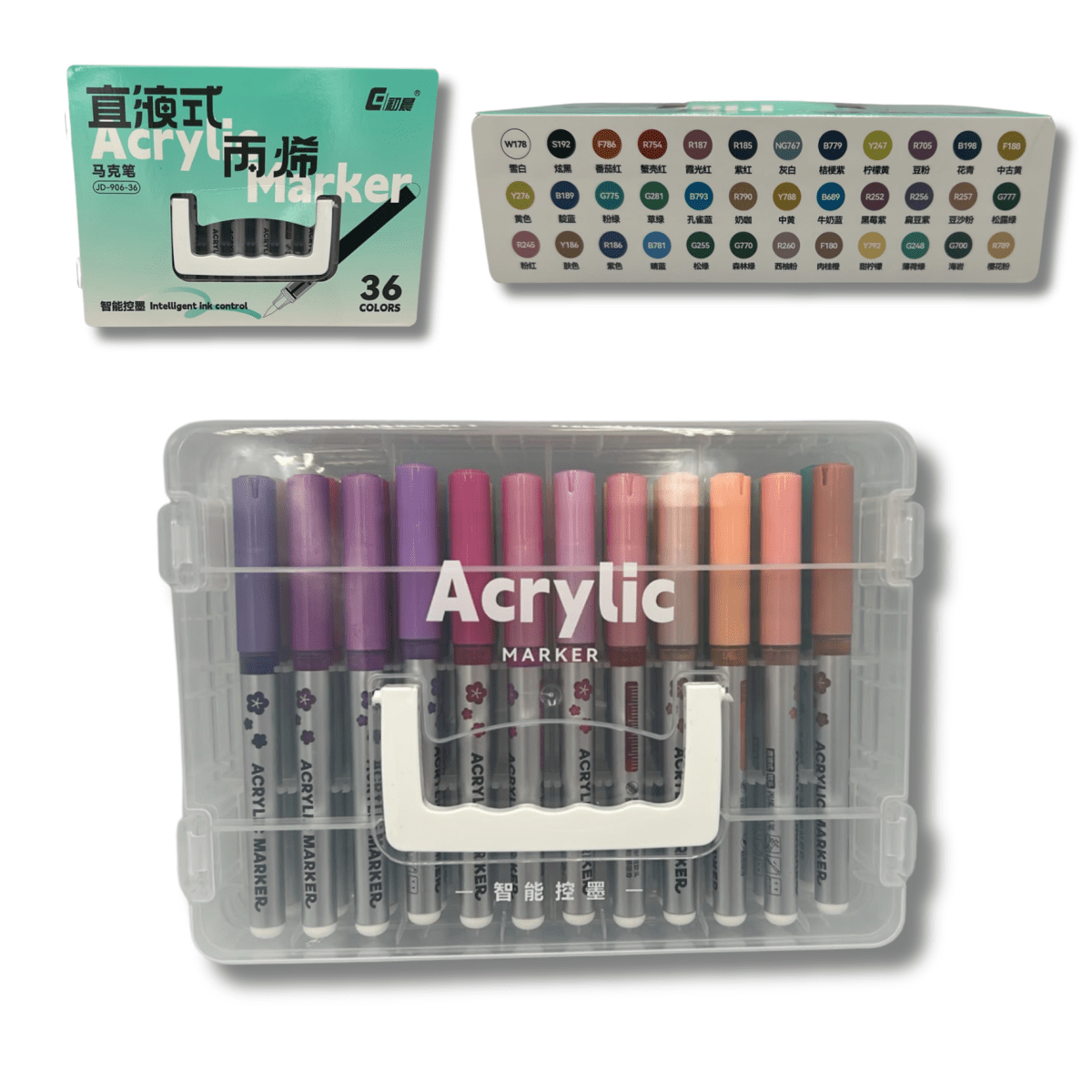 Set 36 Lapices Acrilicos Dingli10182 Acrylic Marker | Maleta desmontable1