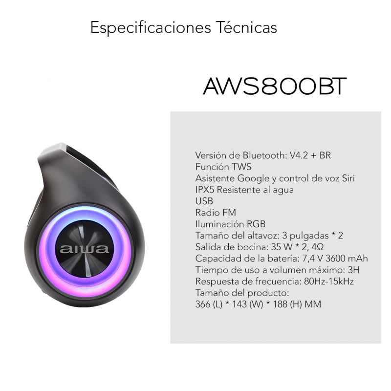 Parlante Aiwa Bazooka AWS800BT TWS4