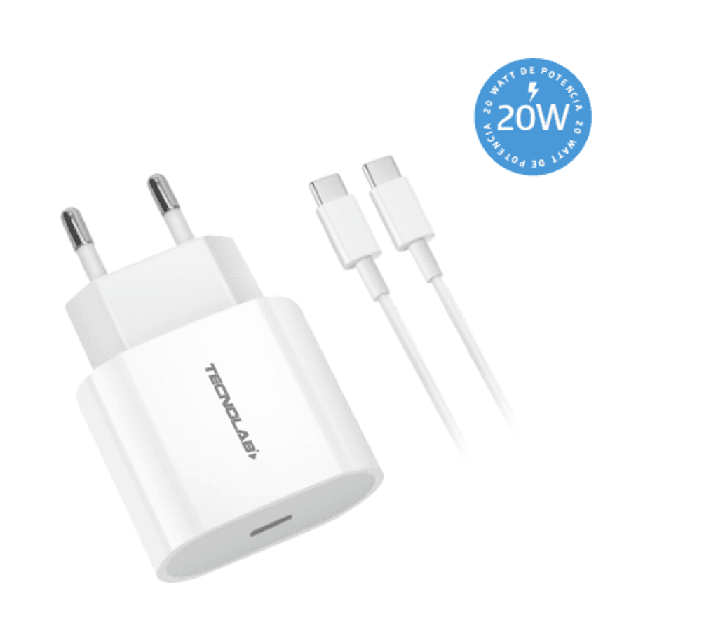 Cargador Tecnolab 20W con cable Tipo C a Tipo C3