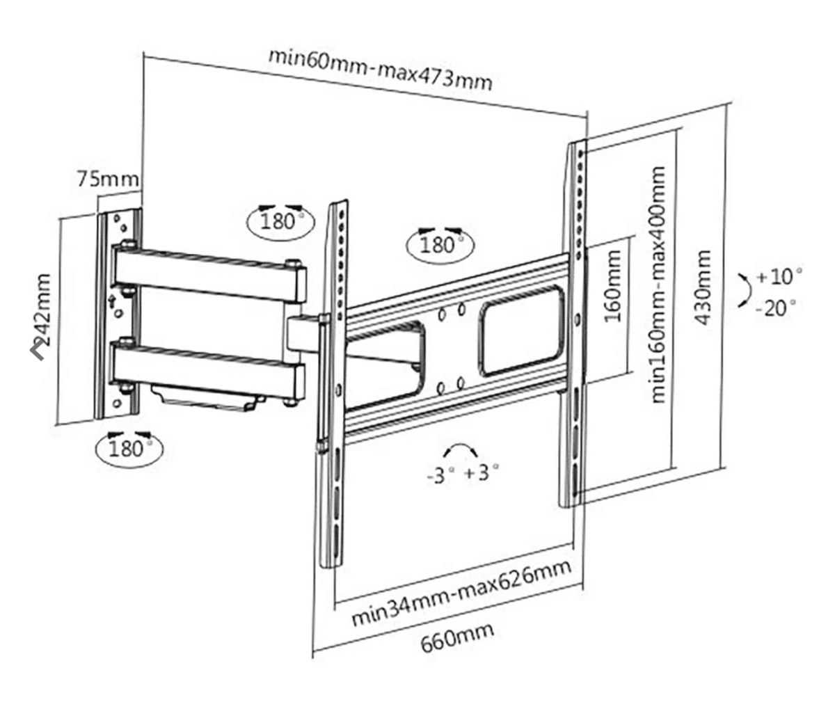 Soporte Led Macrotel Brazo Articulado 37''-70'' MV4633