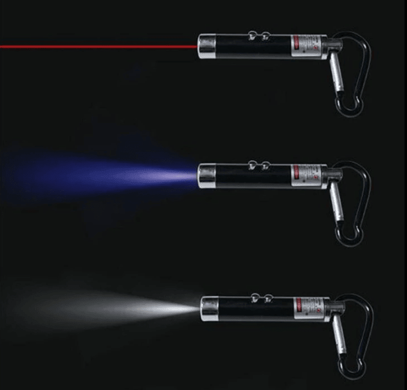 Puntero Laser 3 in 1 linterna, laser, UV en caja1