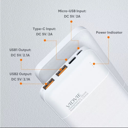 Bateria Externa Power Bank 20,000mah Vidvie2