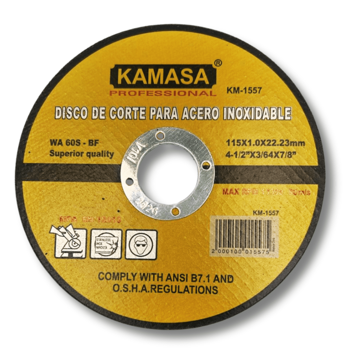 Disco corte fino Acero Kamasa 115mm 4-1/2 KM15571