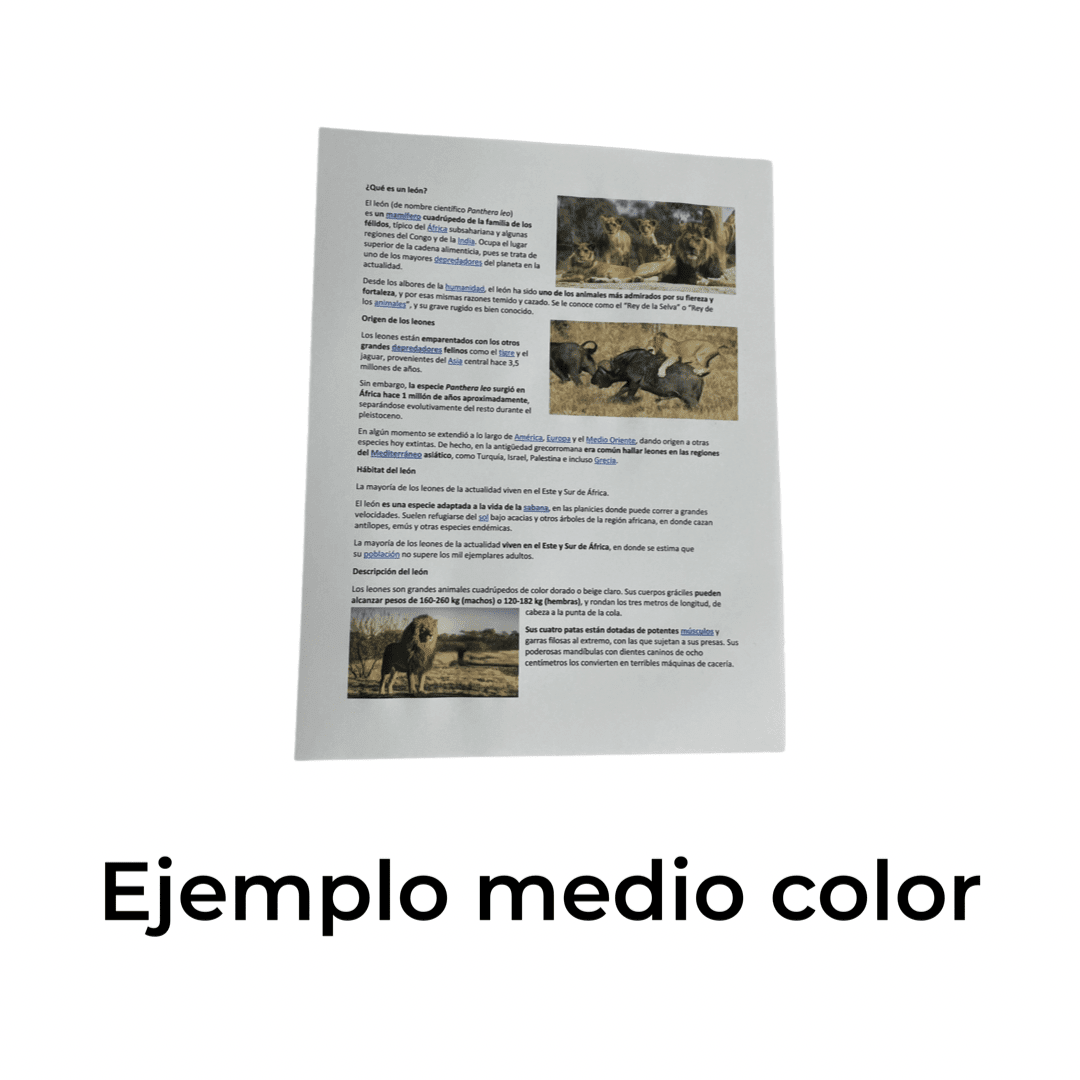 Impresión Medio color en Papel normal Carta y Oficio2