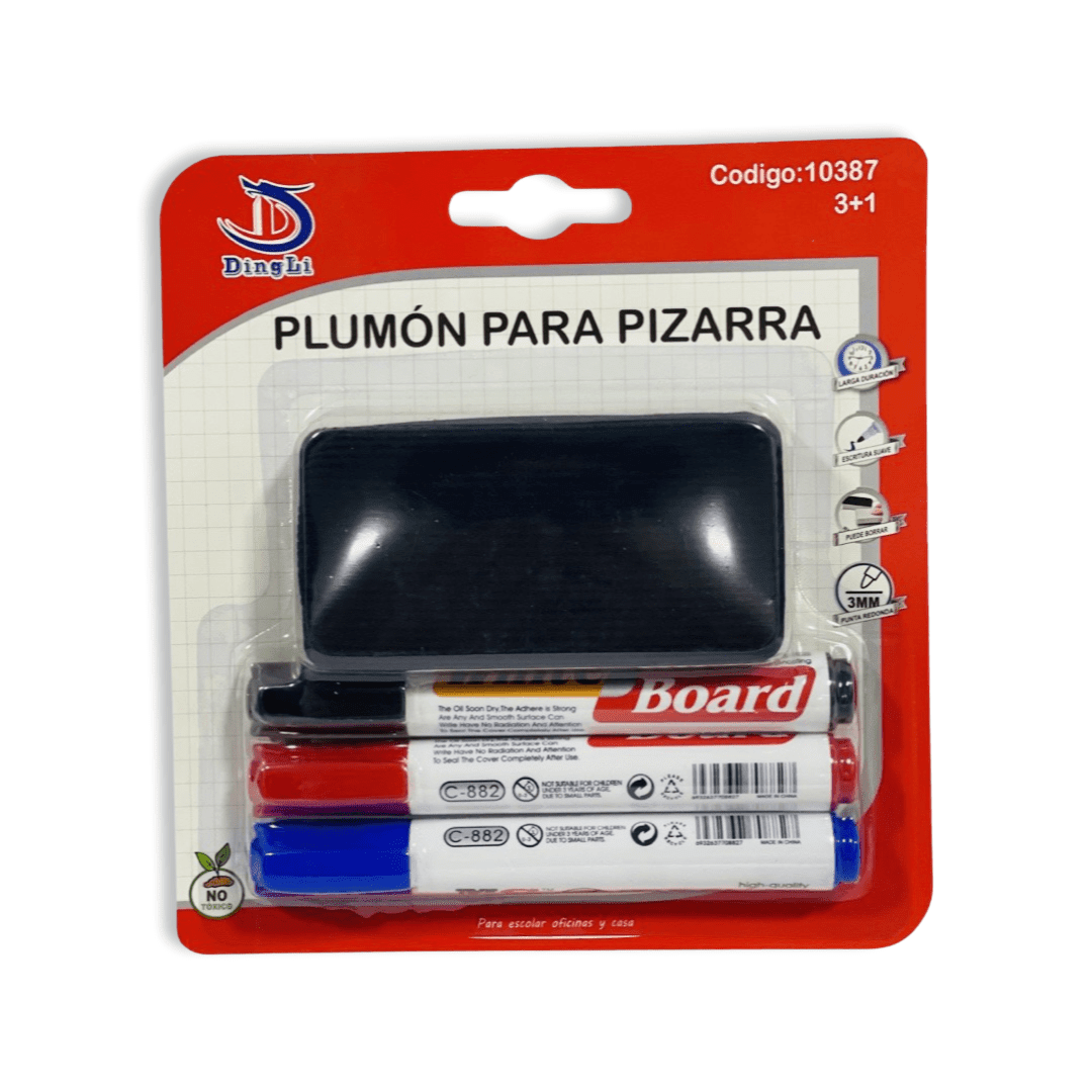 Kit Plumones Pizarra + Borrador DingLi1