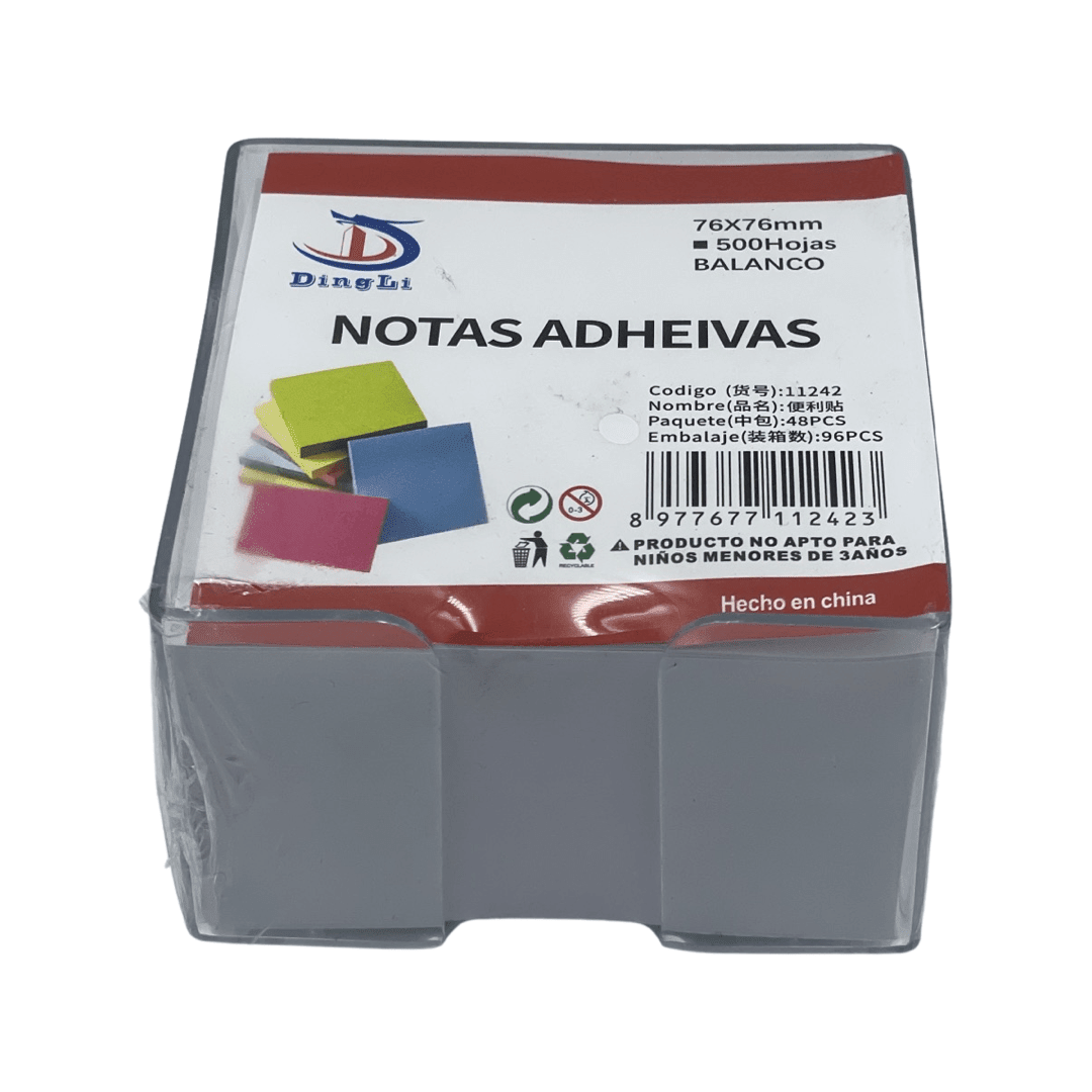 Posit Cuadrado 500 hojas blanco cajita acrilico1