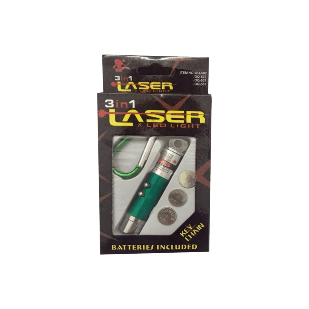 Puntero Laser 3 in 1 linterna, laser, UV en caja3
