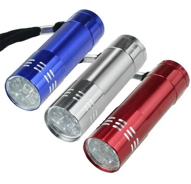 Linterna Led colores metalizados 9 leds2