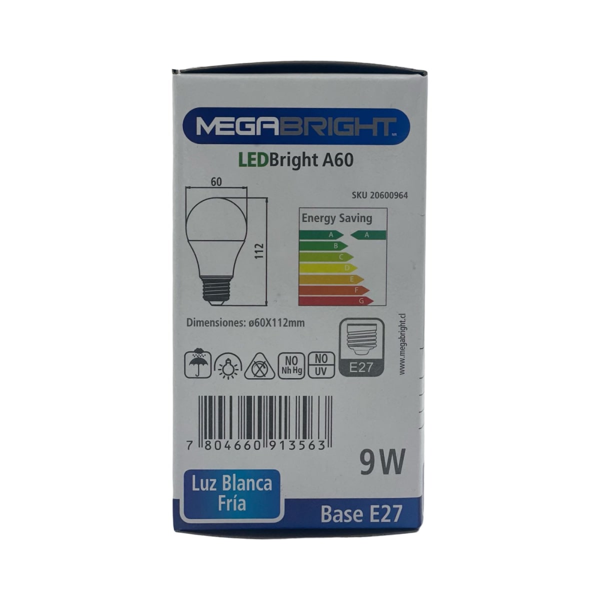 Ampolleta Led Megabright E27 9W Fría3