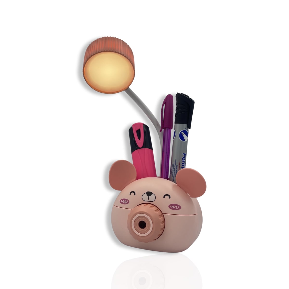 Lampara de Mesa con portalápices y sacapuntas animales1