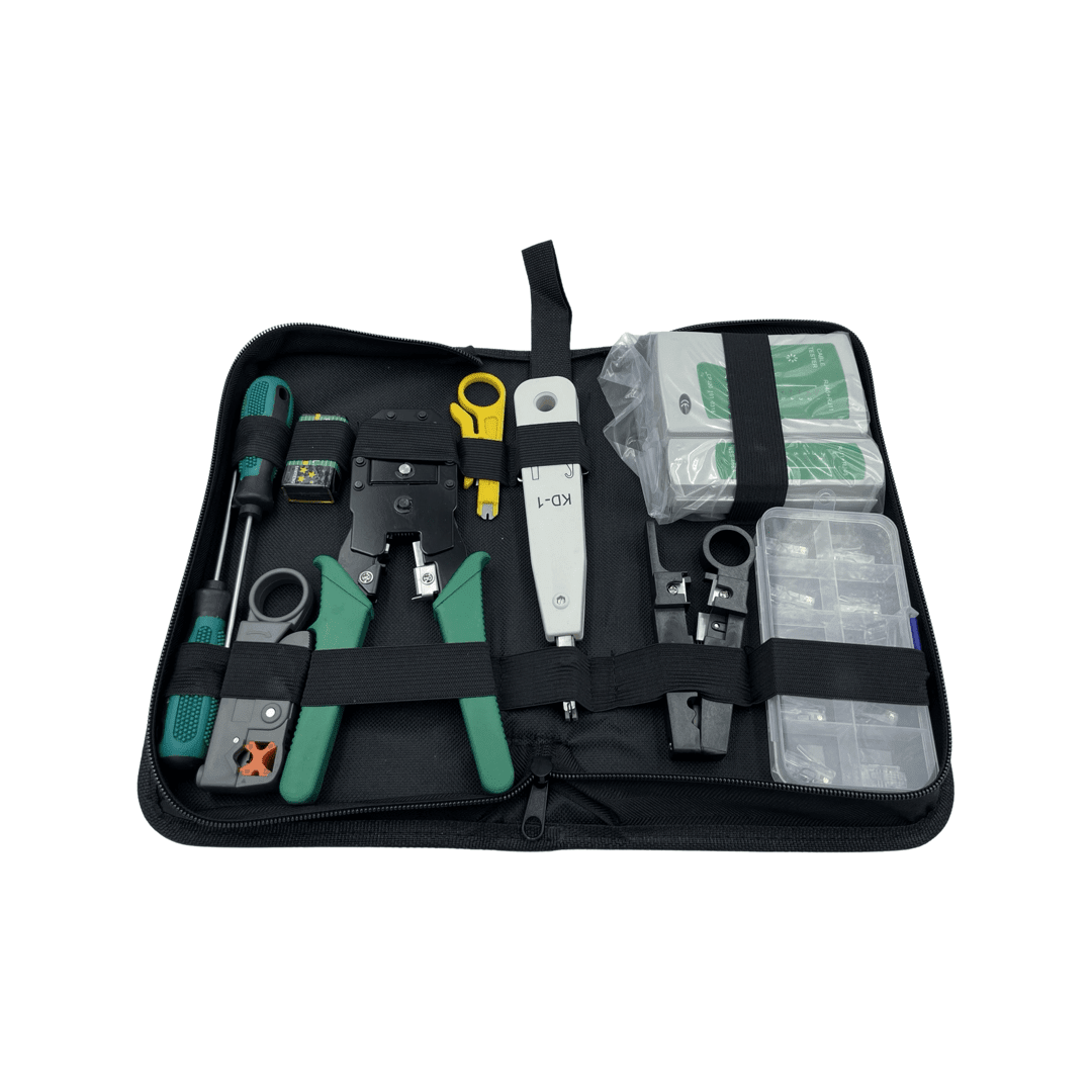 Kit Crimpeadora y accesorios redes con estuche RJ45 y RJ112
