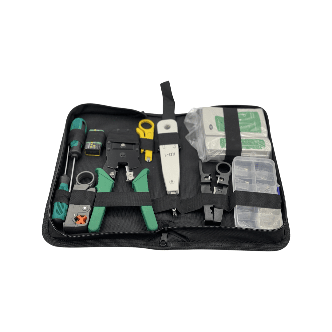Kit Crimpeadora y accesorios redes con estuche RJ45 y RJ113