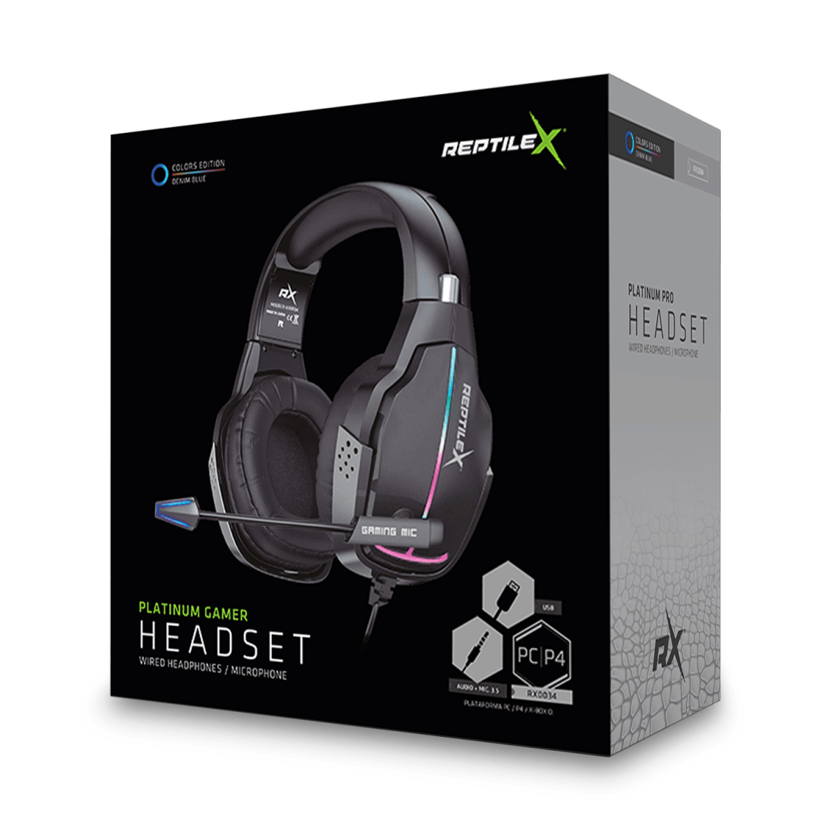Audífono Premium ReptileX Gamer c/microfono/control volumen RX00343