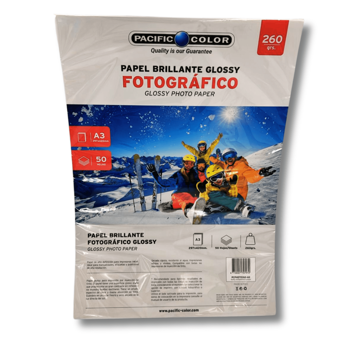 Resma A3 Papel Fotografico 260gms 50 hojas Pacific Color2