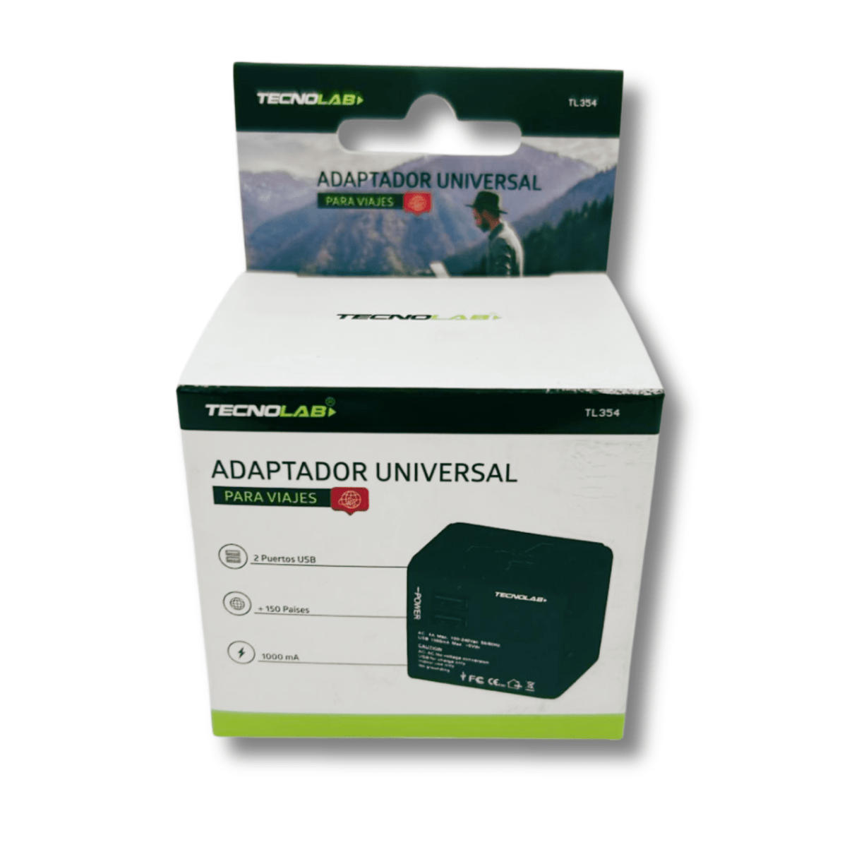 Adaptador de viaje universal con USB negro Tecnolab TL3542