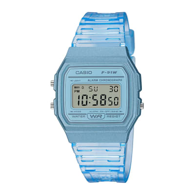 Reloj CASIO Regular F-91WS-2D Resina Juvenil Celeste
